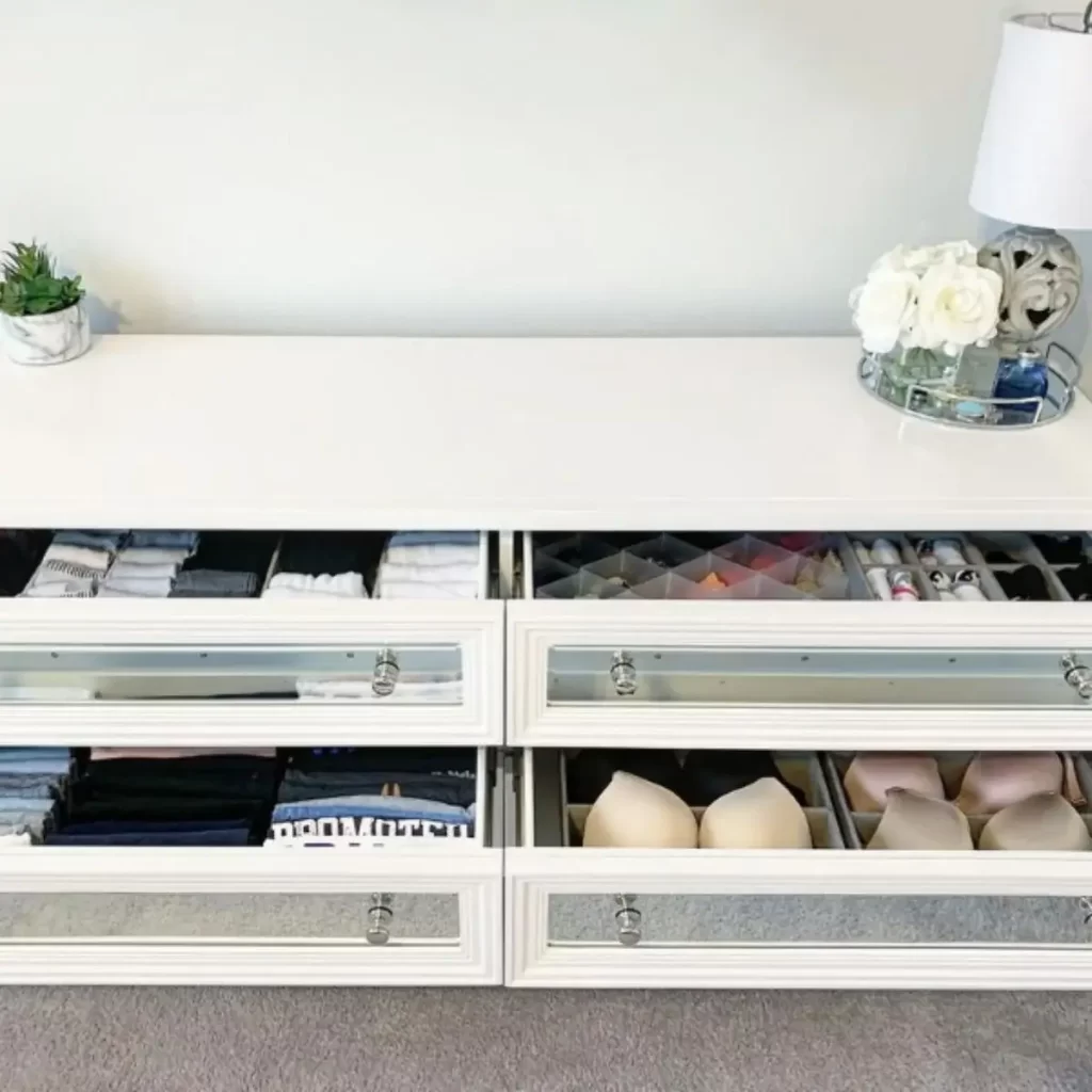 Photo of a dresser fully organized