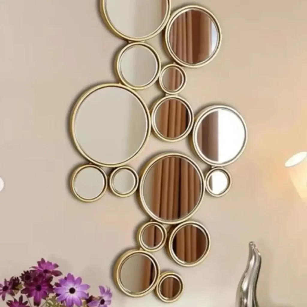 image of a mirror collage with bubble mirrors in a set